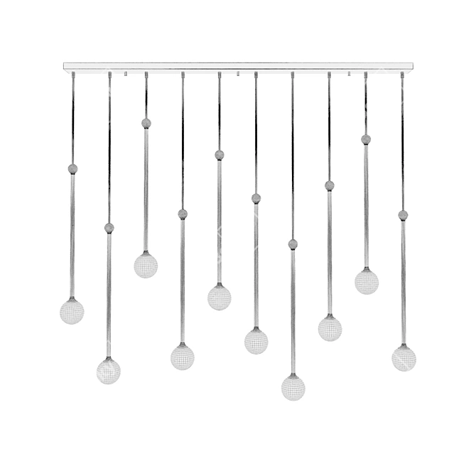 Modern Brass and Glass Chandelier 3D model image 2