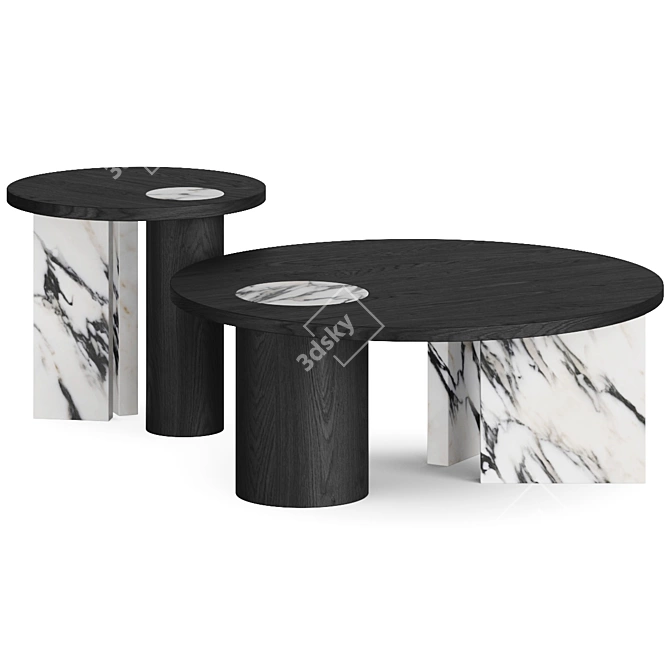 Modern Minimalist Coffee Table Set 3D model image 1