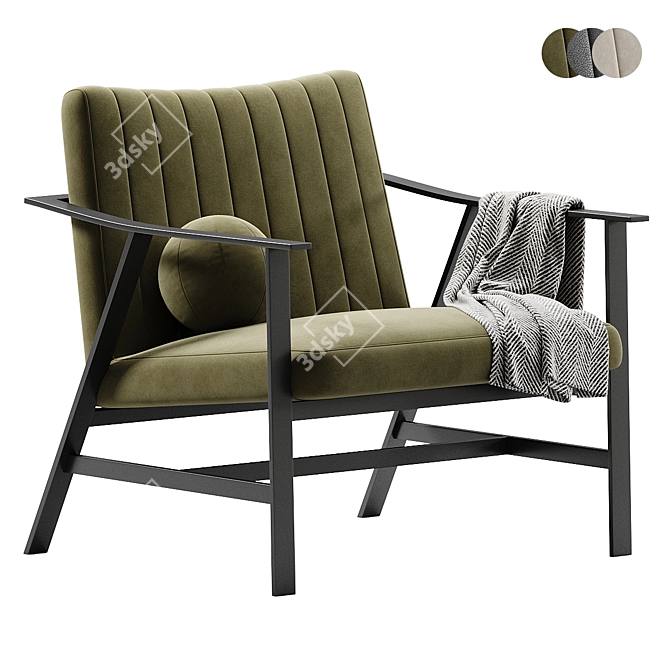 Elegant Blair Green Velvet Chair 3D model image 1