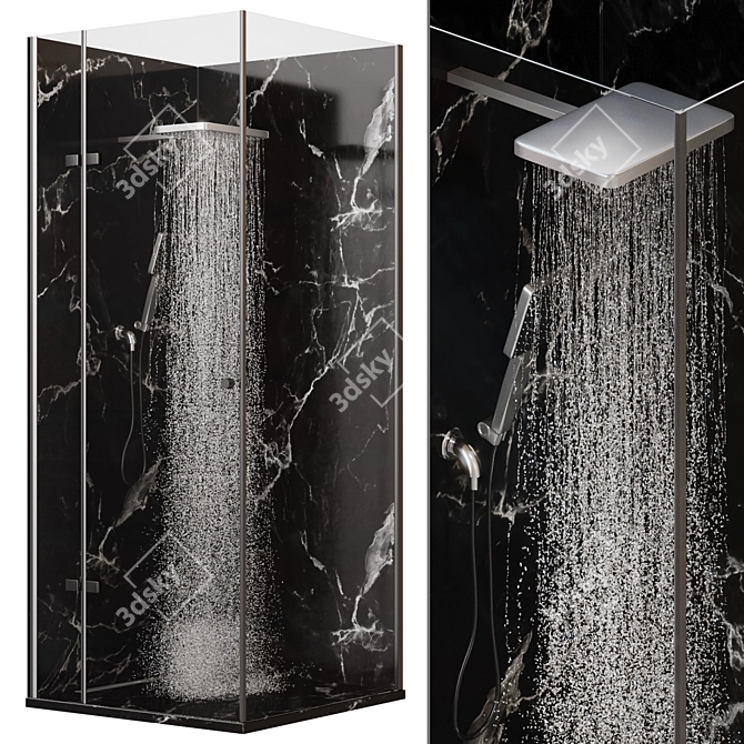 Sleek Corner Shower Enclosure 3D model image 1