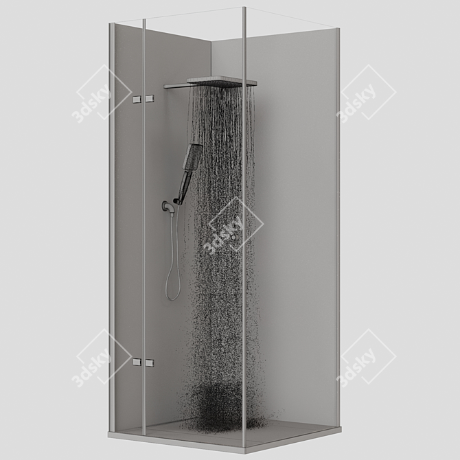 Sleek Corner Shower Enclosure 3D model image 4