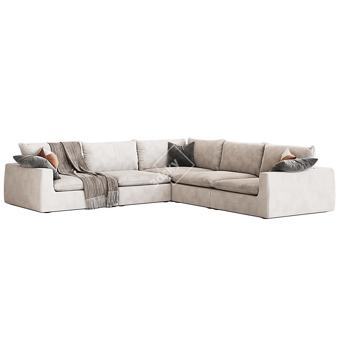 Dawson Grey Cream Sectional Sofa 3D model image 2