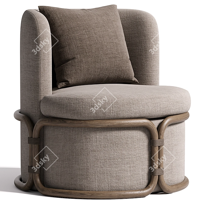 Elegant Rattan Lounge Armchair 3D model image 1