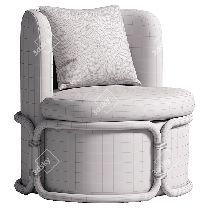 Elegant Rattan Lounge Armchair 3D model image 2