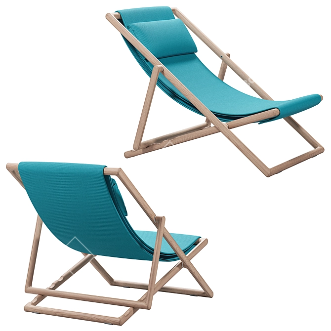 Portofino Folding Deck Chair, Brio Fabric 3D model image 3