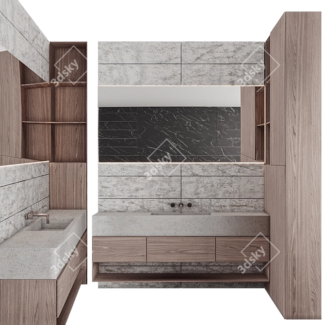 Modern Bathroom Furniture Set 17 3D model image 2