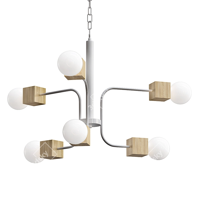 Contemporary Box Chain Pendant Light 3D model image 1