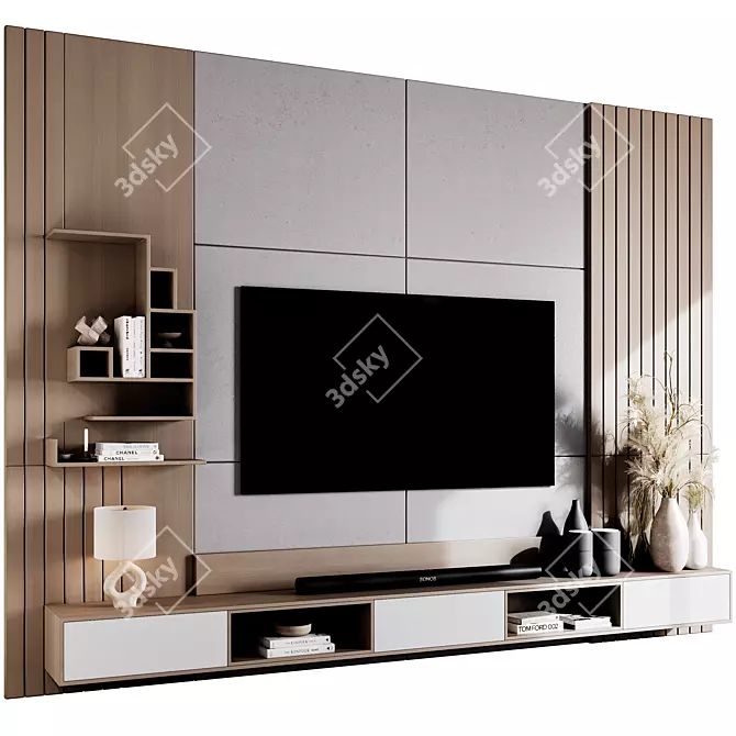 Modern TV Wall Mount Stand 3D model image 1