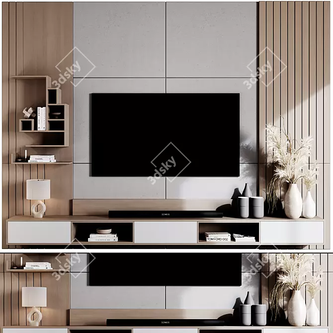 Modern TV Wall Mount Stand 3D model image 2