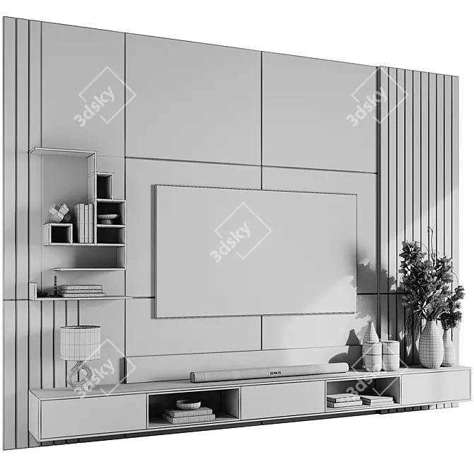 Modern TV Wall Mount Stand 3D model image 5