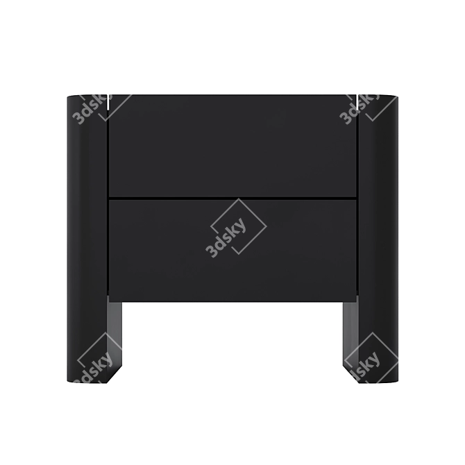 Sleek Matte Black Bedside Table 3D model image 4