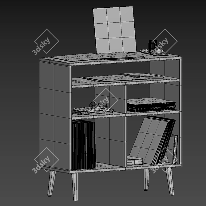 Vinyl Records Rack Display Stand 3D model image 3