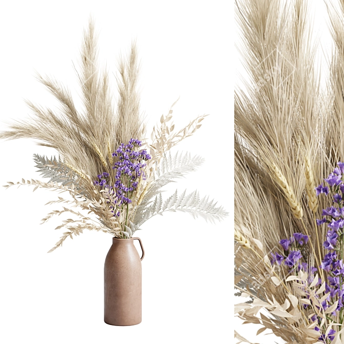 Diverse Plant Arrangement Vase 3D model image 1