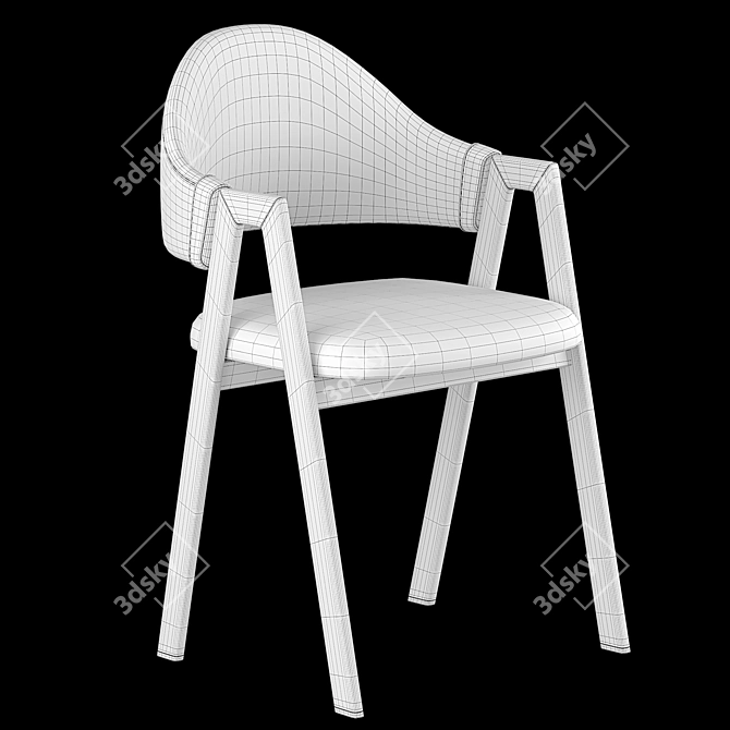 Title: Yellow Linen Curved Dining Chairs 3D model image 6