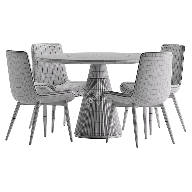 Modern Dining Set 113 Wood/Marble 3D model image 6