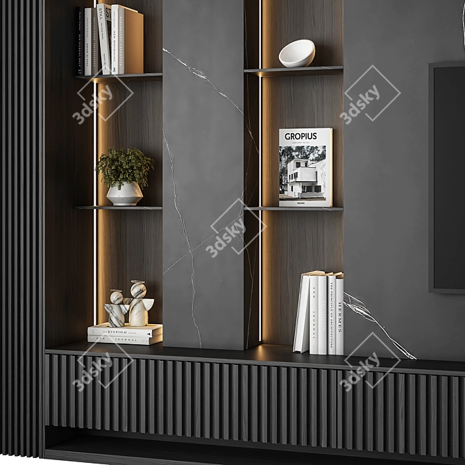 Modern TV Wall Unit Set 3D model image 2