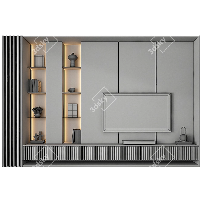 Modern TV Wall Unit Set 3D model image 3