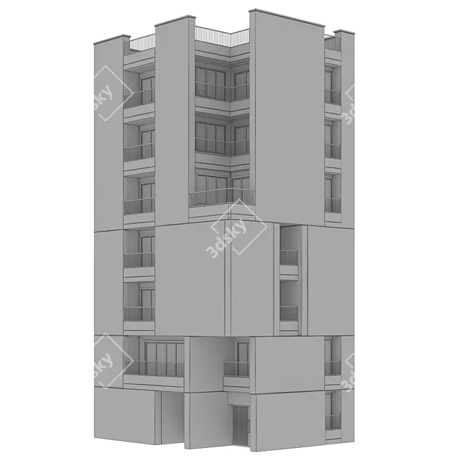 Modern 3D Building Model Kit 3D model image 2