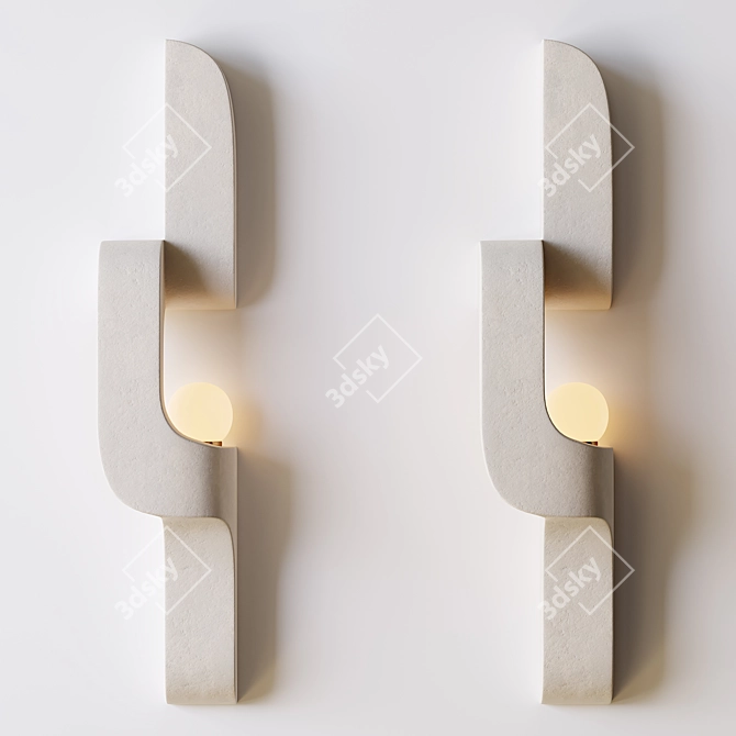 Serpentine Ceramic Wall Sconce 3D model image 2