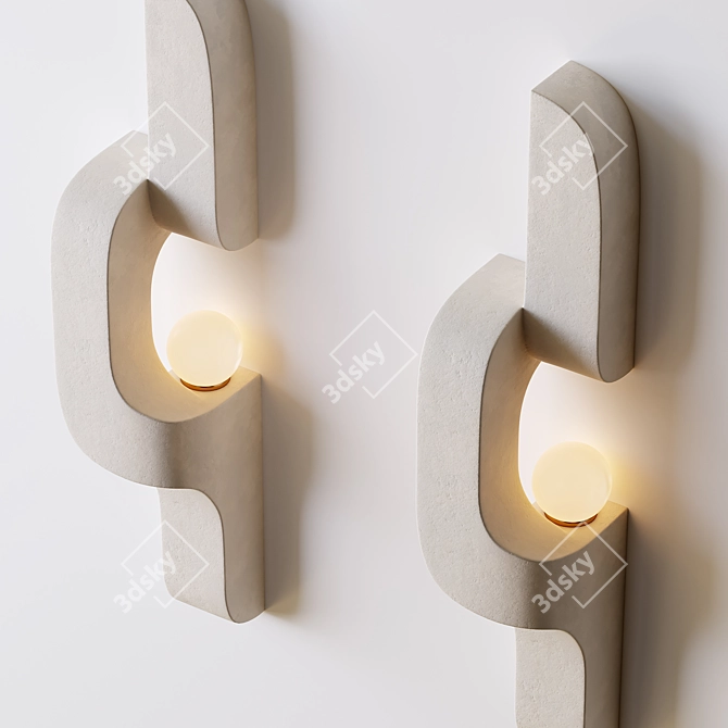 Serpentine Ceramic Wall Sconce 3D model image 3