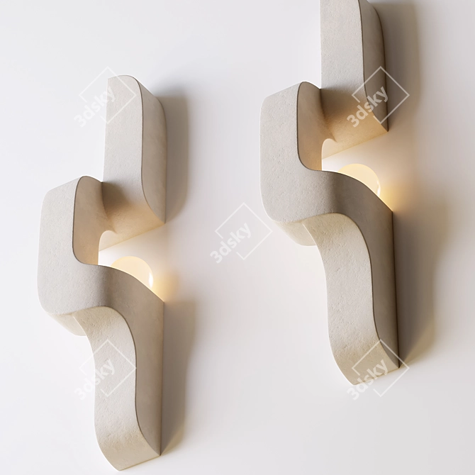 Serpentine Ceramic Wall Sconce 3D model image 4