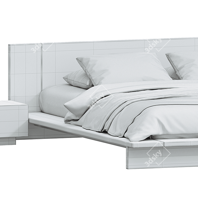 Title: Oregon Wooden Platform Bed 3D model image 5