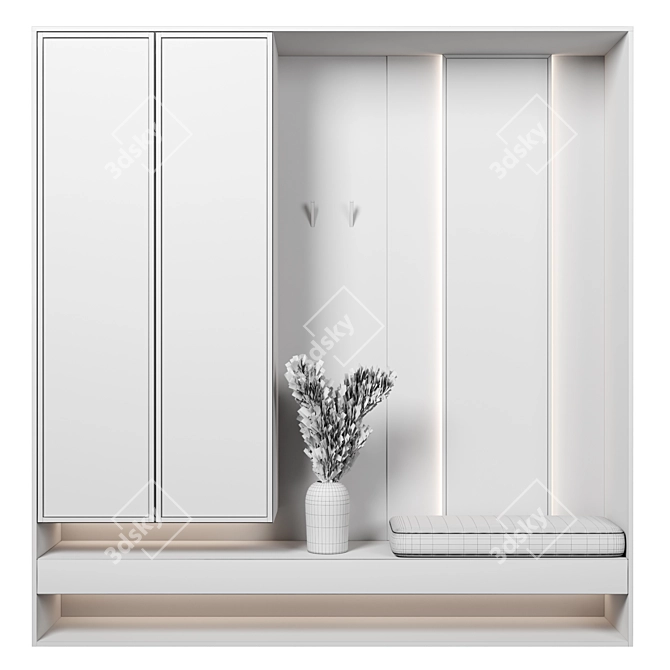 Versatile Hallway Cabinet Set 3D model image 4