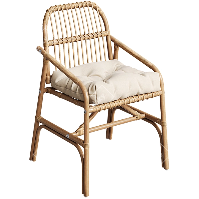 Ikea SALNO Rattan Armchair 3D model image 3