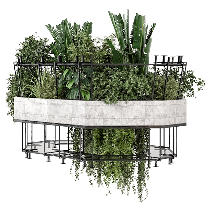 Indoor Hanging Plants in Metal Box 3D model image 2