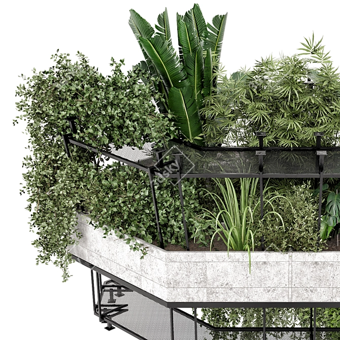 Indoor Hanging Plants in Metal Box 3D model image 4