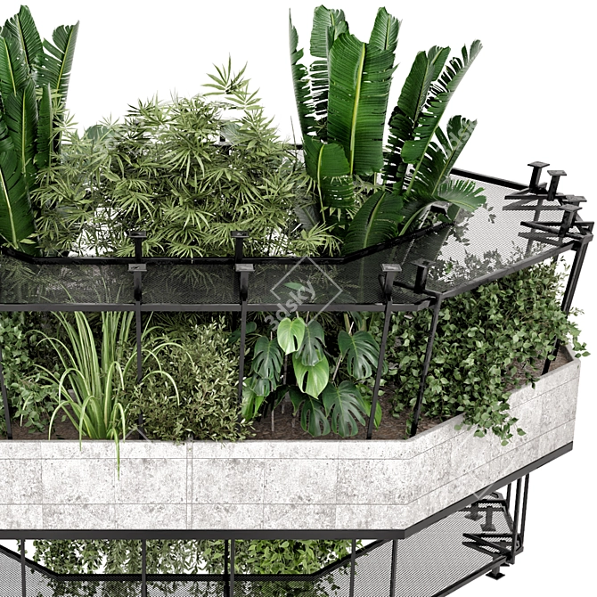 Indoor Hanging Plants in Metal Box 3D model image 5