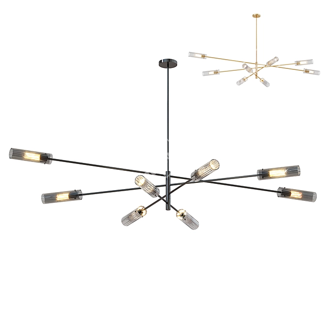 Radiant 8-Lamp Chandelier Enticing Design 3D model image 5