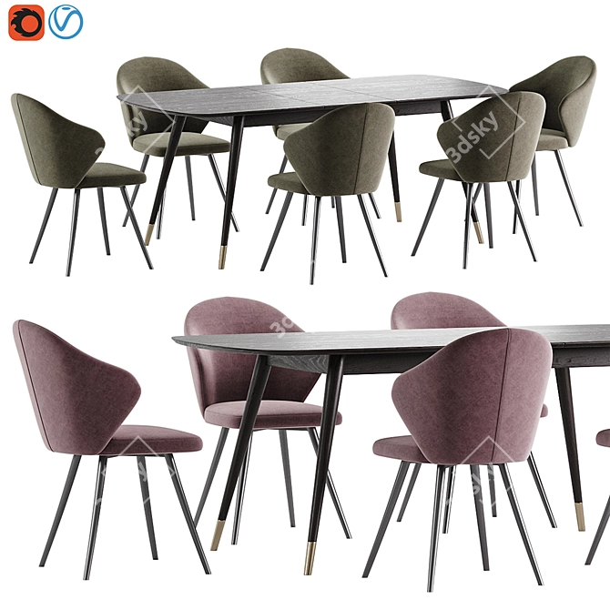 Elegant Tango Chair & Clover Table 3D model image 1