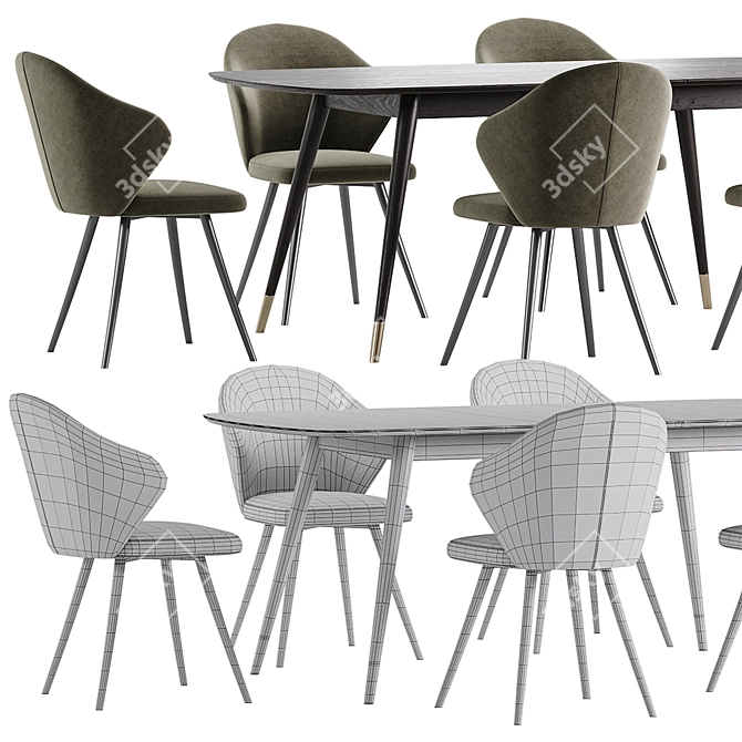 Elegant Tango Chair & Clover Table 3D model image 6