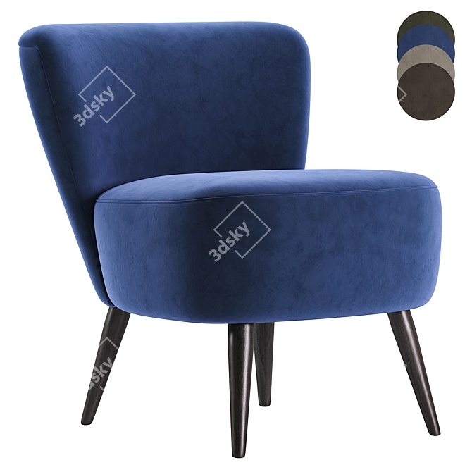 Mid-Century Upholstered Lounge Chair 3D model image 1