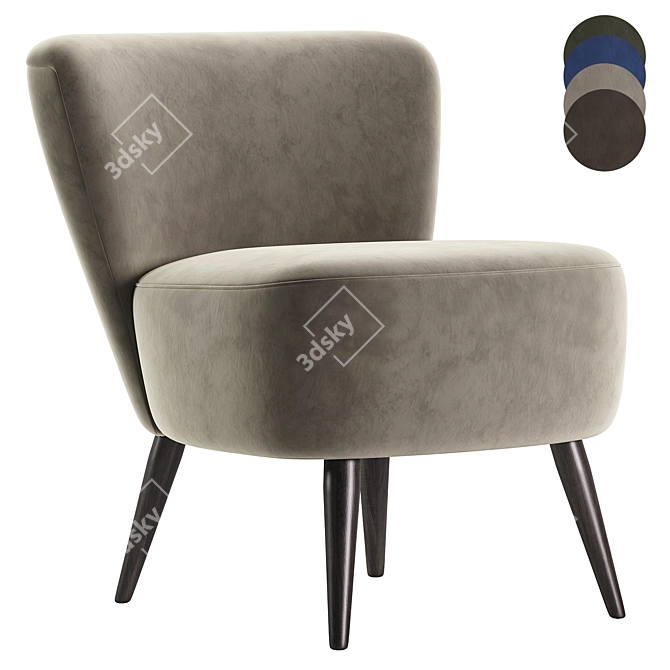 Mid-Century Upholstered Lounge Chair 3D model image 2