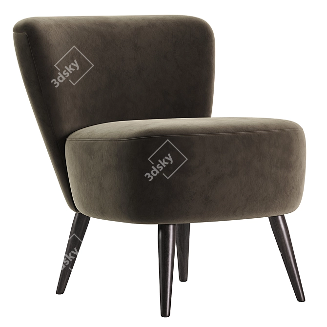 Mid-Century Upholstered Lounge Chair 3D model image 3