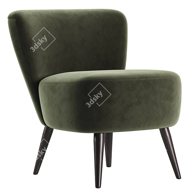 Mid-Century Upholstered Lounge Chair 3D model image 4