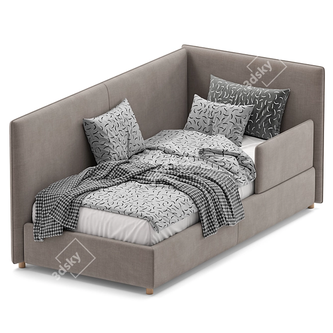 Chic Slipp Bed in Velvet 3D model image 2