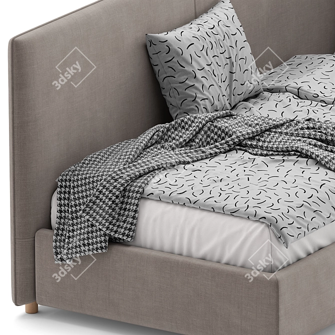 Chic Slipp Bed in Velvet 3D model image 5