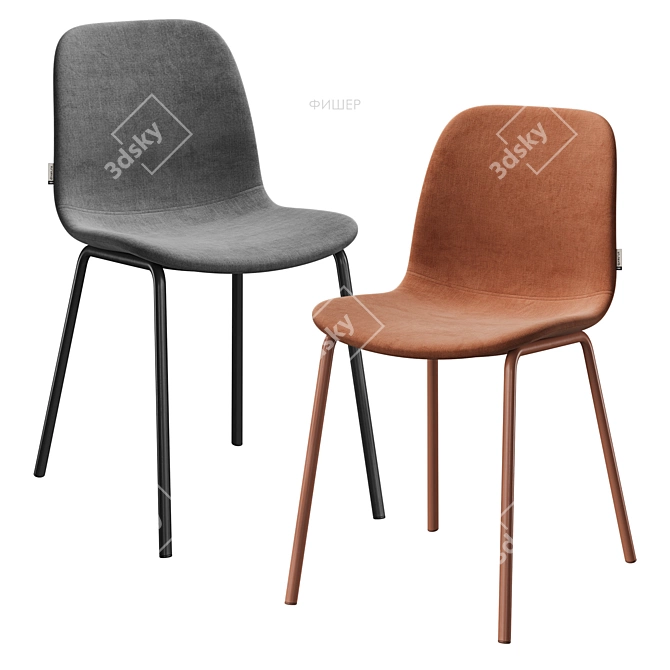 Scandinavian Dining Chair Beige-Olive 3D model image 3