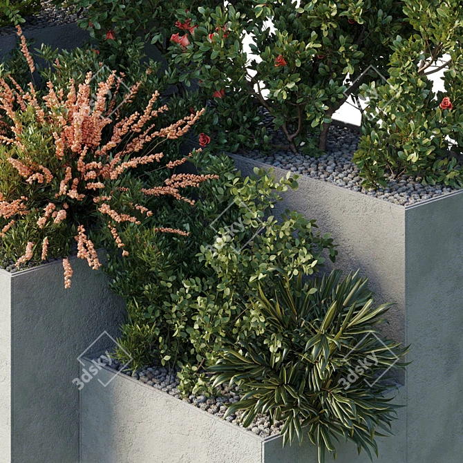 Outdoor Garden Plants Flower Box 3D model image 2