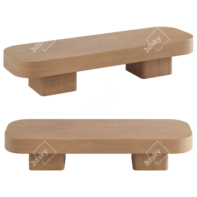 Modern Oak Block Coffee Table 3D model image 1