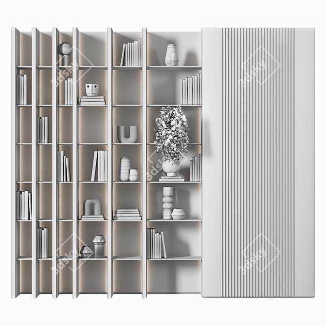 Modular Bookcase Cabinet Shelves 3D 3D model image 5