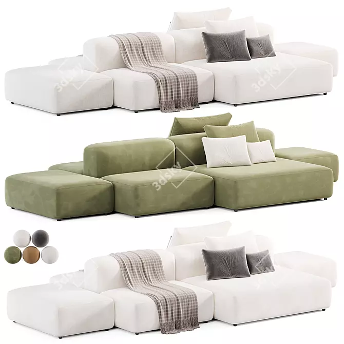 Modern Modular Fabric Sofa Design 3D model image 1