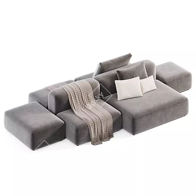 Modern Modular Fabric Sofa Design 3D model image 2