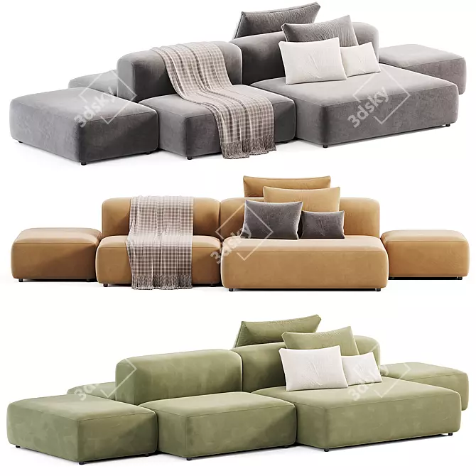 Modern Modular Fabric Sofa Design 3D model image 3