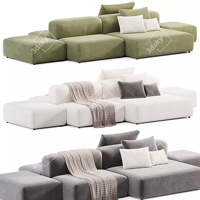 Modern Modular Fabric Sofa Design 3D model image 4