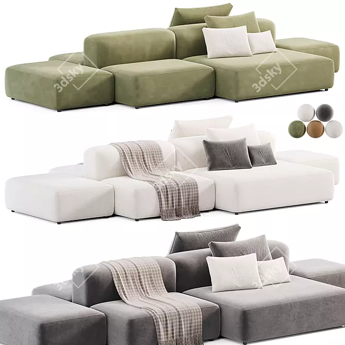 Modern Modular Fabric Sofa Design 3D model image 6