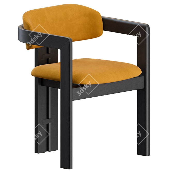 Modern Armrest Dining Chair Set 3D model image 2